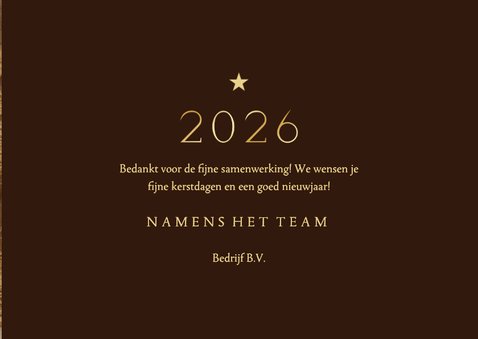 Zakelijke kerstkaart 2026 transparante foto met goudfolie 3