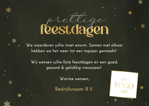 Zakelijke kerstkaart 2027 groen goud sneeuwvlokjes 3