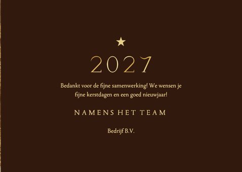 Zakelijke kerstkaart 2027 transparante foto met goudfolie 3