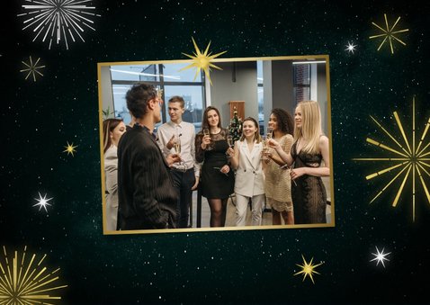 Zakelijke kerstkaart 2027 vuurwerk lichtpuntjes goud 2