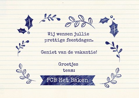 Zakelijke kerstkaart basis onderwijs schrift 3