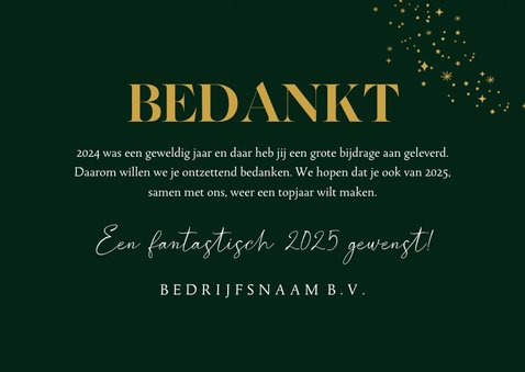 Zakelijke kerstkaart 'Bedankt' kerstboom abstract goud ster 3