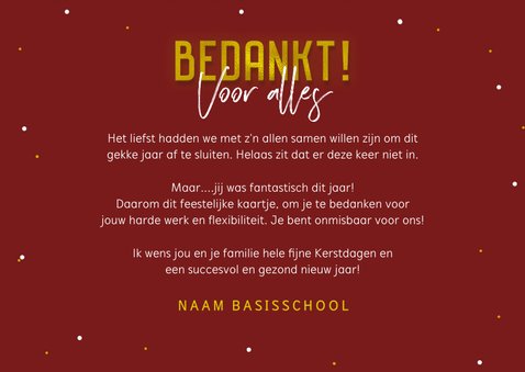 Zakelijke kerstkaart bedankt voor alles goud rood foto 3