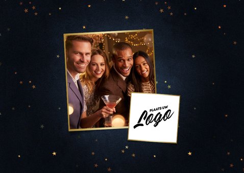 Zakelijke kerstkaart bedrijfslogo 2021 goud fijne feestdagen 2