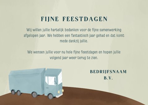 Zakelijke kerstkaart blauwe vrachtwagen fijne feestdagen 3