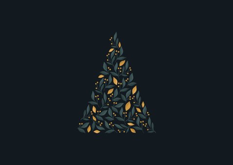 Zakelijke kerstkaart donker met botanische kerstboom en foto 2