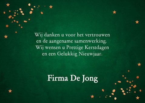 Zakelijke kerstkaart donkergroen koper typografie 3