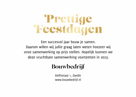 Zakelijke kerstkaart fotocollage bouw sterren goud 3