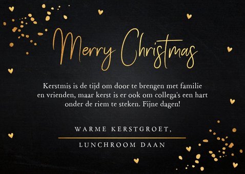 Zakelijke kerstkaart fotocollage gouden confetti 3