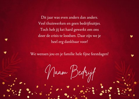 Zakelijke kerstkaart fotocollage rood lampjes goudlook 3
