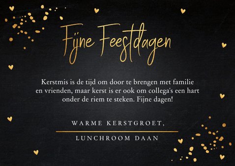 Zakelijke kerstkaart fotocollage zwart goudlook confetti 3