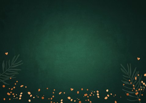 Zakelijke kerstkaart groen confetti koperlook lampjes Achterkant