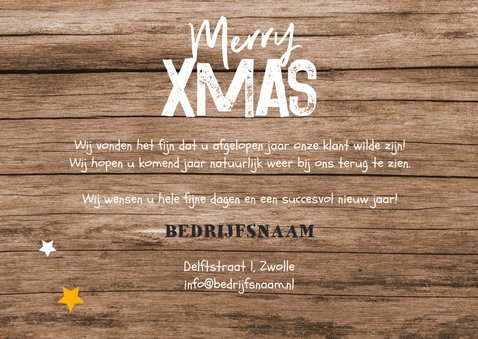 Zakelijke kerstkaart hout sterren stempel industrieel stoer 3