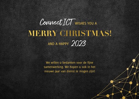 Zakelijke kerstkaart ICT gouden typografie en netwerk 3