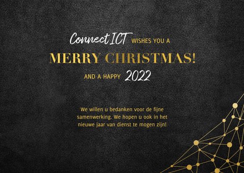 Zakelijke kerstkaart ICT gouden typografie en netwerk 3