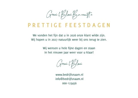 Zakelijke kerstkaart kerstbomen grafisch goud sterren groen 3