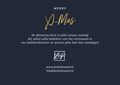 Zakelijke kerstkaart makelaar huis goud foto 3
