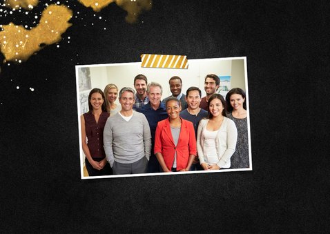 Zakelijke kerstkaart Merry Christmas krijtbord met goud 2