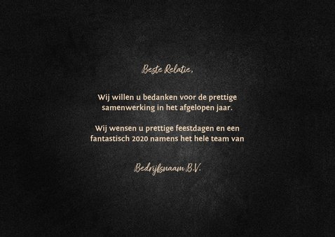 Zakelijke kerstkaart met foto, houten kerstboom en krijtbord 3