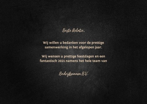 Zakelijke kerstkaart met foto, houten kerstboom en krijtbord 3