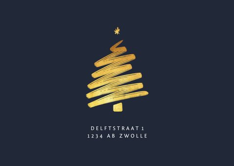 Zakelijke kerstkaart met foto huis en goudlook kerstboom 2