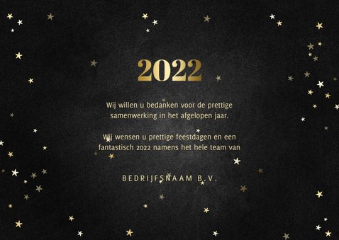 Zakelijke kerstkaart met gouden 2022 en sterren 3