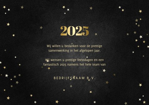 Zakelijke kerstkaart met gouden 2025 en sterren 3