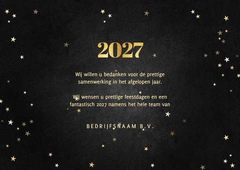 Zakelijke kerstkaart met gouden 2027 en sterren 3