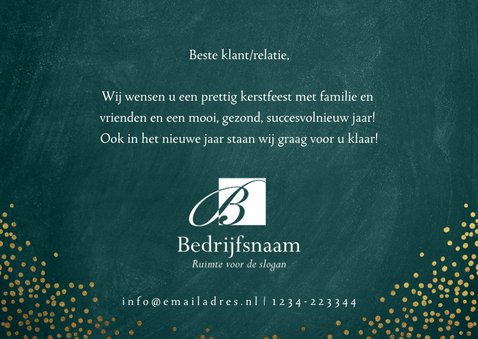Zakelijke kerstkaart met goudkleurige sierlijke letters 3