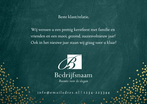 Zakelijke kerstkaart met goudkleurige sierlijke letters 3