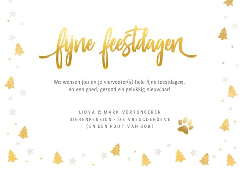 Zakelijke kerstkaart met goudlook dierenpootjes en foto 3