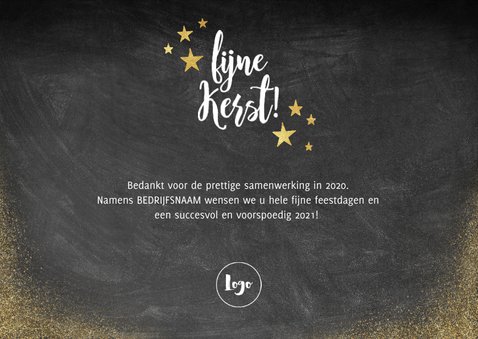 Zakelijke kerstkaart met hout, krijtbord, foto's en logo 3