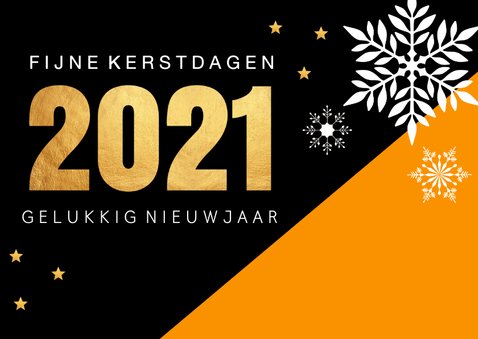 Zakelijke kerstkaart oranje zwart 2021 goudlook 2
