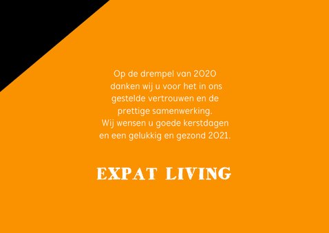 Zakelijke kerstkaart oranje zwart 2021 goudlook 3