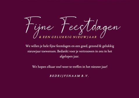 Zakelijke kerstkaart paars gouden cijfers heelal sterren 3