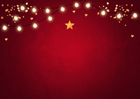 Zakelijke kerstkaart rood lampjes confetti goudlook 2