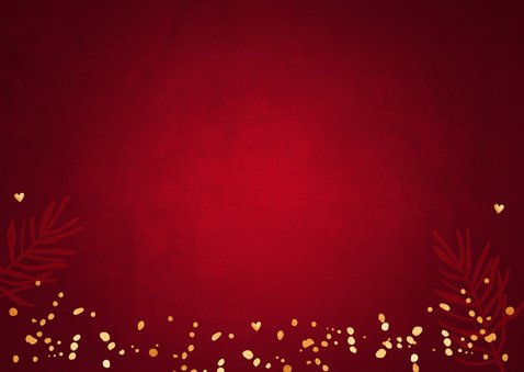 Zakelijke kerstkaart rood lampjes confetti goudlook Achterkant