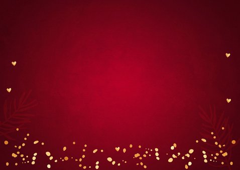 Zakelijke kerstkaart rood lampjes confetti goudlook Achterkant
