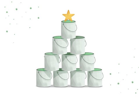 Zakelijke kerstkaart schilder verfblikken kerstboom foto's 2