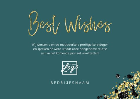 Zakelijke kerstkaart stijlvol goud fotocollage best wishes 3