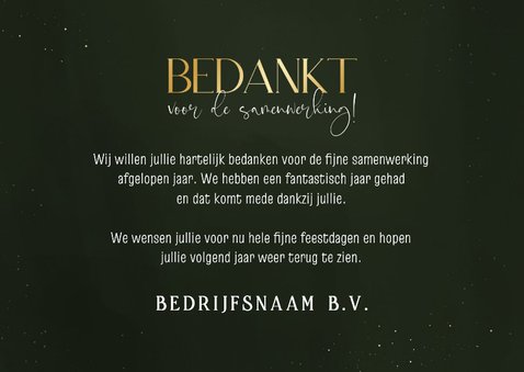 Zakelijke kerstkaart stijlvol groen bedankt samenwerking 3