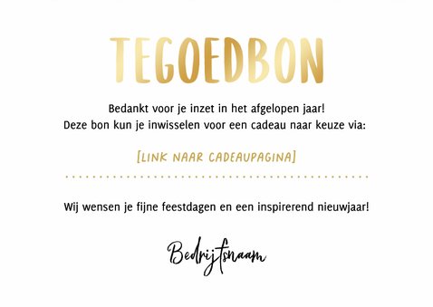 Zakelijke kerstkaart tegoedbon sterren goud krijtbord 3