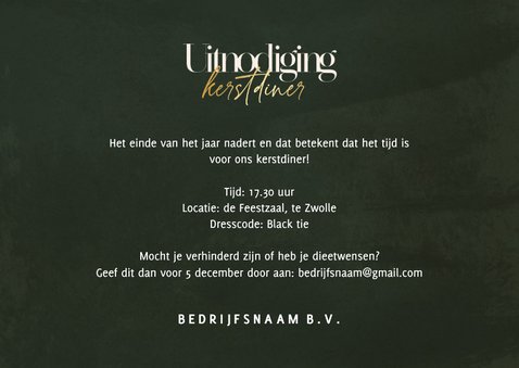 Zakelijke kerstkaart uitnodiging kerstdiner 3