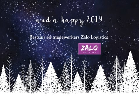 Zakelijke kerstkaart witte bomen tegen donkere sterrenhemel 3