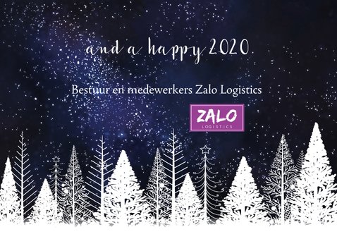 Zakelijke kerstkaart witte bomen tegen donkere sterrenhemel 3