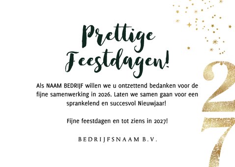 Zakelijke nieuwjaarskaart fotocollage jaartal goud sterren 3