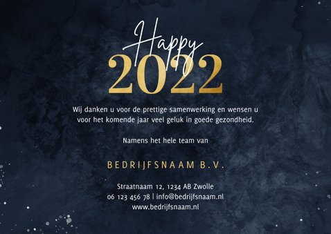 Zakelijke nieuwjaarskaart gouden 2022 met wereldbol 3