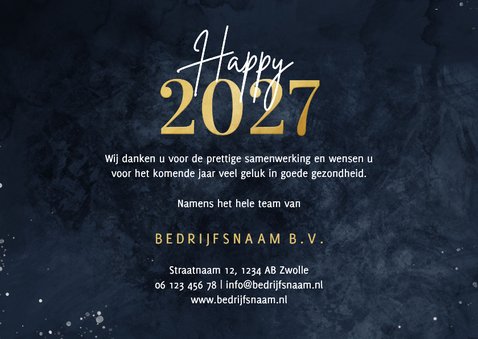Zakelijke nieuwjaarskaart gouden 2027 met wereldbol 3