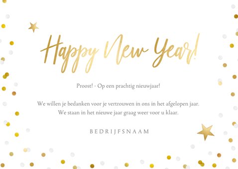 Zakelijke nieuwjaarskaart met grote foto en confetti 3