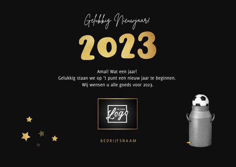 Zakelijke nieuwjaarskaart tractor vuurwerk carbid 2023 3